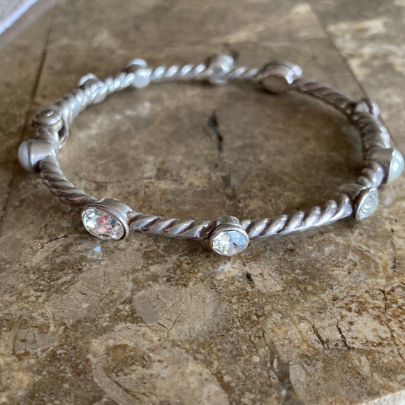 Brighton Jewelry - Brighton hinged pearl and rhinestone bracelet.